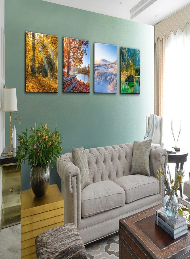 OKEXCKK Four Seasons Landscape Canvas Wall Art Decor - Spring Summer Autumn Winter Colorful Tree Painting Modern Nature Forest Prints Artwork Picture for Bathroom Office Decoration - Image 5
