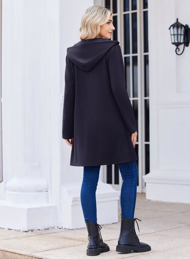 zeagoo Women's Fall Jacket 2025 Zip Up Hoodies Long Sleeve Long Tunic Sweatshirts Oversized Fleece Casual Coat with Pocket, A_fleece Fabric_navy Blue, S - Image 5