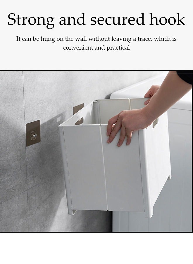 DUNISO Wall Mounted Laundry Basket, Foldable Dirty Laundry Basket, Plastic Multifunctional Storage Basket, Movable Storage Laundry Box, With Handle, Suitable For Bathroom, Kitchen, Dormitory, Bedroom  - Image 5