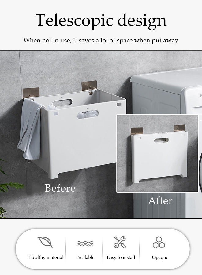 DUNISO Wall Mounted Laundry Basket, Foldable Dirty Laundry Basket, Plastic Multifunctional Storage Basket, Movable Storage Laundry Box, With Handle, Suitable For Bathroom, Kitchen, Dormitory, Bedroom  - Image 4