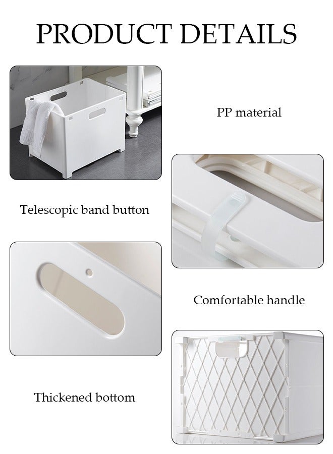 DUNISO Wall Mounted Laundry Basket, Foldable Dirty Laundry Basket, Plastic Multifunctional Storage Basket, Movable Storage Laundry Box, With Handle, Suitable For Bathroom, Kitchen, Dormitory, Bedroom  - Image 3