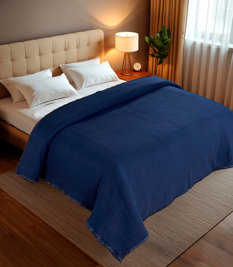 CHANDRAVATI Modern Polar Fleece All Season Blanket with || Satan Border || 500 TC || Heavy Quality || (PL-Blue, Single) - Image 2