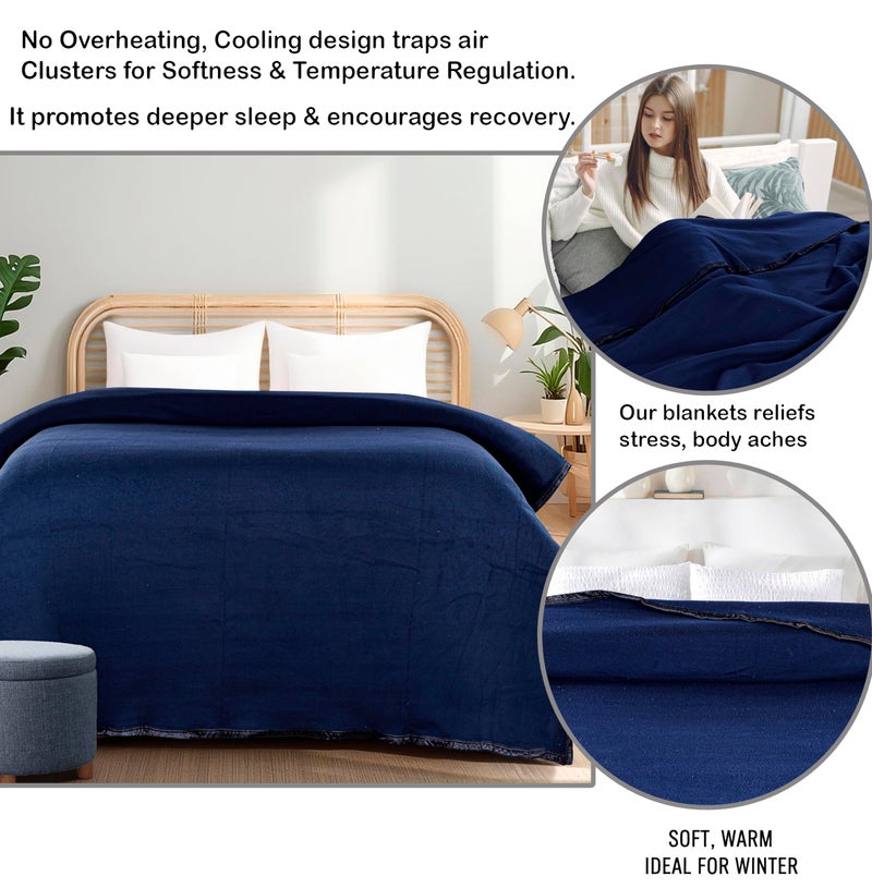 CHANDRAVATI Modern Polar Fleece All Season Blanket with || Satan Border || 500 TC || Heavy Quality || (PL-Blue, Single) - Image 3