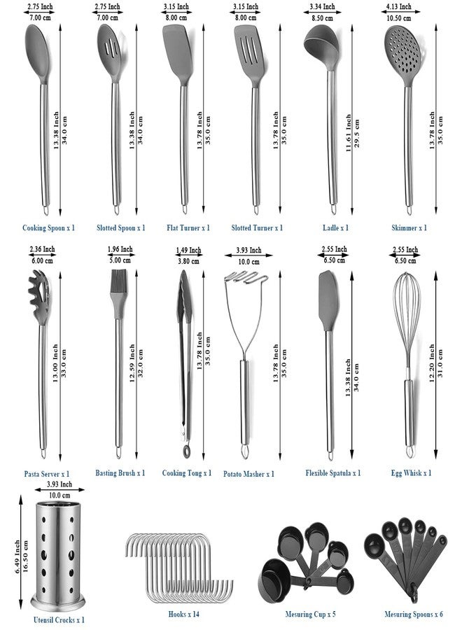 Kyraton Kitchen Utensils Set, Kyraton 38 Pieces Non-Stick Silicone Cooking Utensils Set, Spoon Spatula Set with Sturdy Stainless Steel Utensil Holder, Dishwasher Safe - Image 2