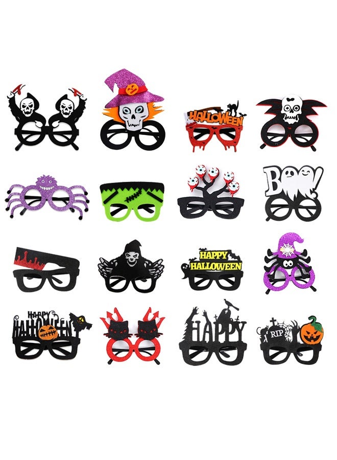16 قطعة نظارات الهالوين، هدايا حفلات مضحكة، قناع القرع وشبكة العنكبوت وعين النظارات الشمسية، إكسسوارات كورسوب، ألعاب نظارات للديكورات والمستلزمات حفلة الهالوين - Image 1