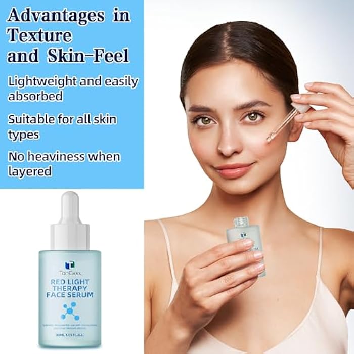 TonGass Red Light Therapy Serum For Face & Neck, Natural Formula Red Light Therapy Activation Serum Fit for Facial Wand - Hyaluronic Acid, Blue Tansy, Aloe Vera, Golden Chamomile - Image 3