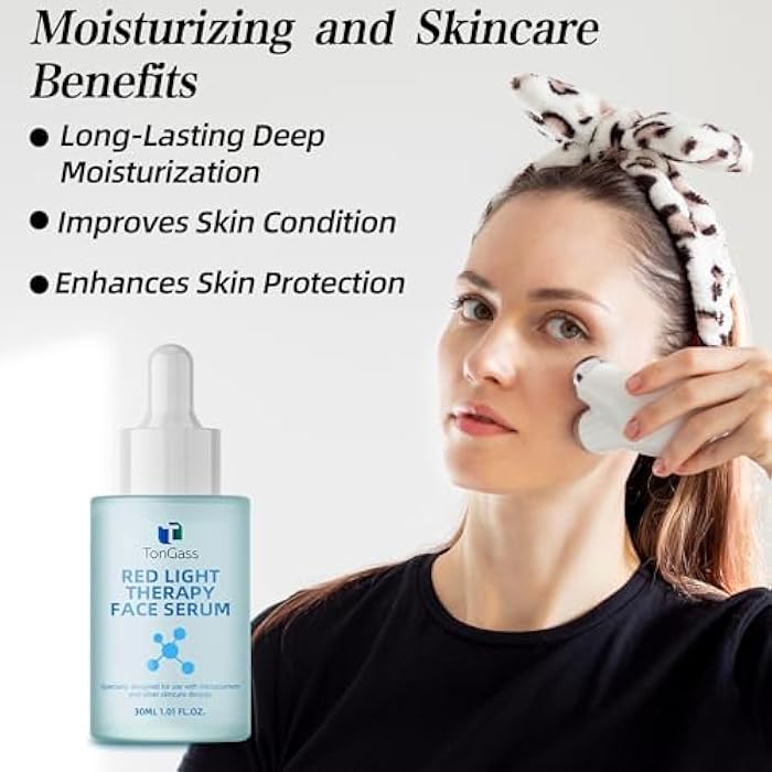 TonGass Red Light Therapy Serum For Face & Neck, Natural Formula Red Light Therapy Activation Serum Fit for Facial Wand - Hyaluronic Acid, Blue Tansy, Aloe Vera, Golden Chamomile - Image 4