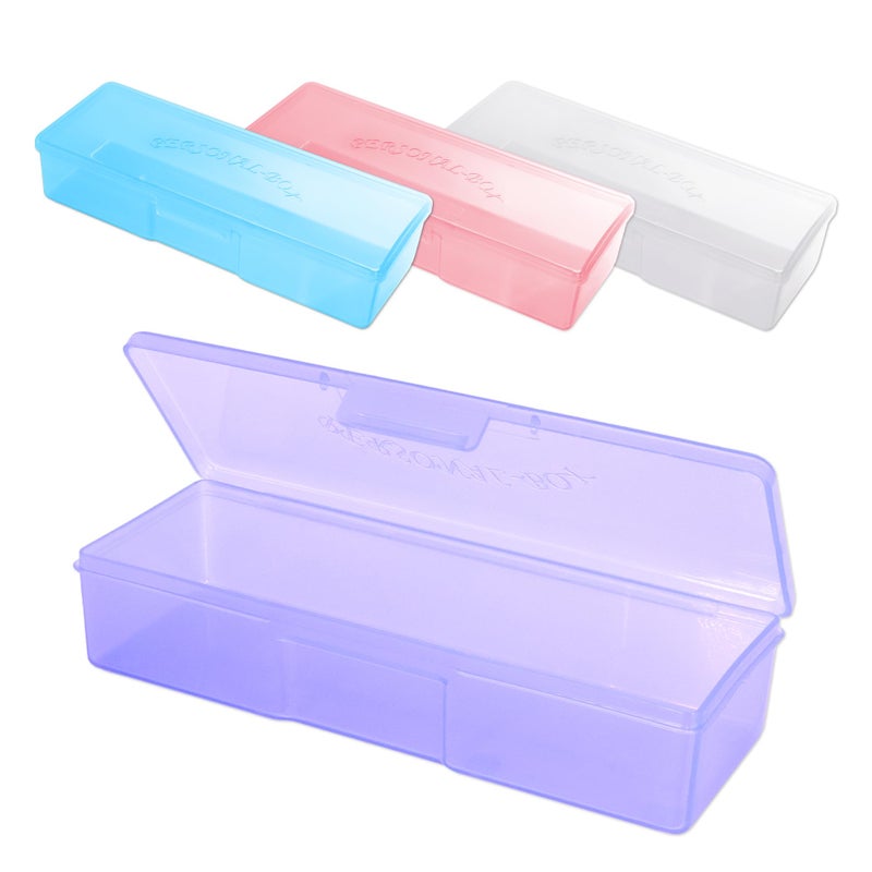 Beauticom Personal Box Storage Case for Professional Manicurist Nails Pedicure (Large Size) (4 Pieces Mix Color, Mix Color: Pink, Blue, Frosted, Purple) - Image 1