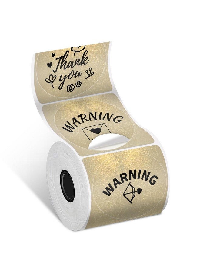 فوميمو ملصقات - ملصقات حرارية دائرية ذهبية متوافقة مع ماكينة صنع الملصقات M110/M220/M120/M200/M221/M150/M250، باللون الأسود على الذهبي، 1.96 بوصة × 1.96 بوصة (50 × 50 مم) - Image 1