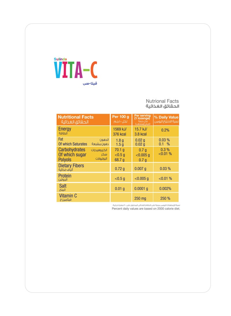 Vita C – 250 mg Vitamin C – Orange Flavor – 40 Chewable Tablets