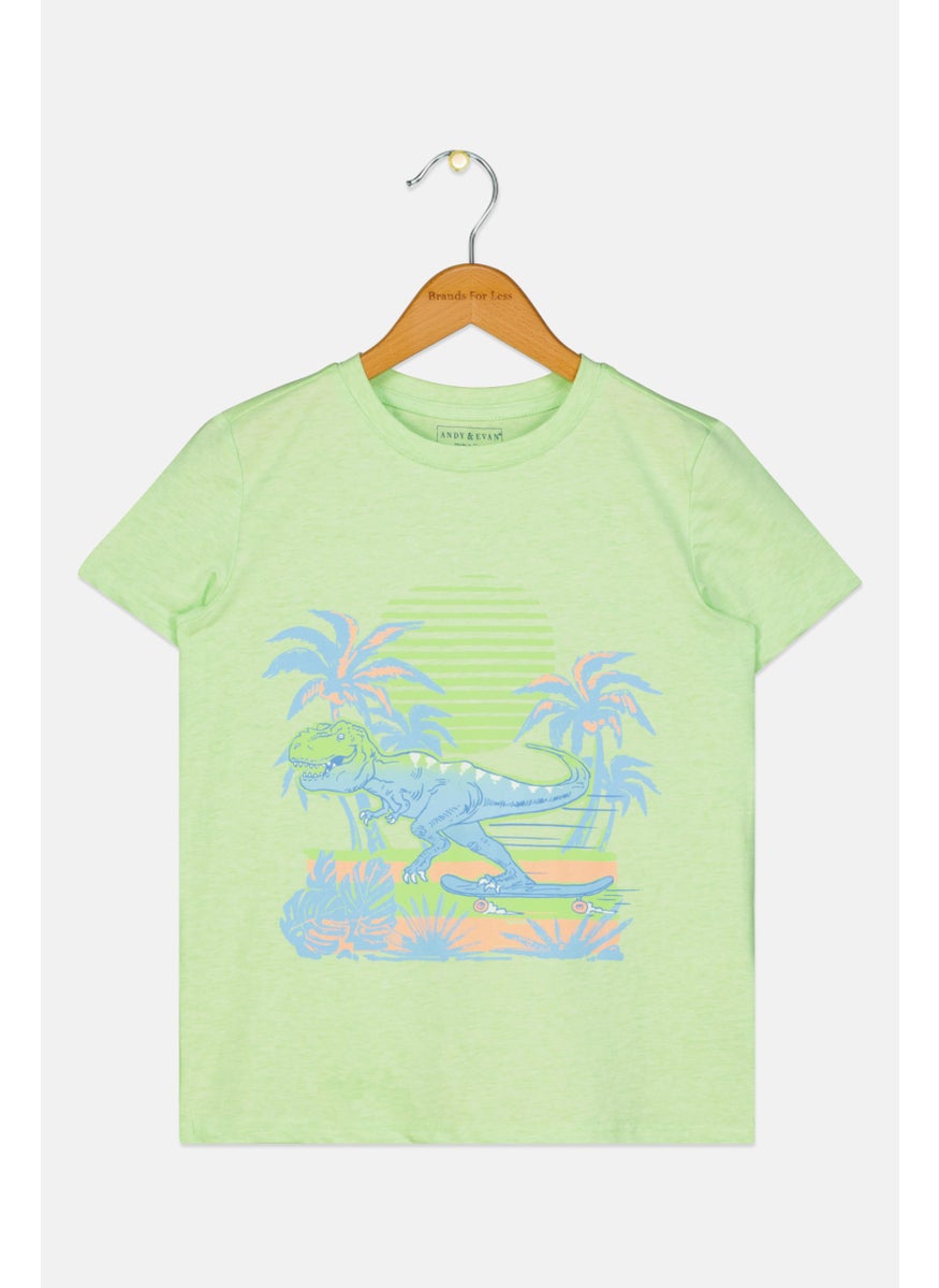 Andy & Evan Kids Boy Short Sleeve Graphic Print T-Shirts, Light Green  - Image 1