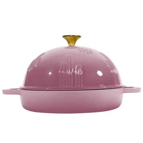 Flavehc Bread Oven Cast Iron Bread Dutch Oven with Cloche Lid for Bread Baking BerryPink Enameled Cast Iron Bread Oven with Dome Lid for Sourdough 5 qt - Image 3