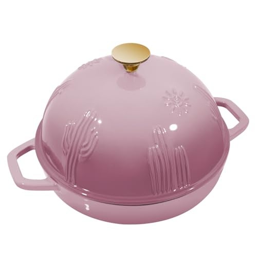 Flavehc Bread Oven Cast Iron Bread Dutch Oven with Cloche Lid for Bread Baking BerryPink Enameled Cast Iron Bread Oven with Dome Lid for Sourdough 5 qt - Image 2