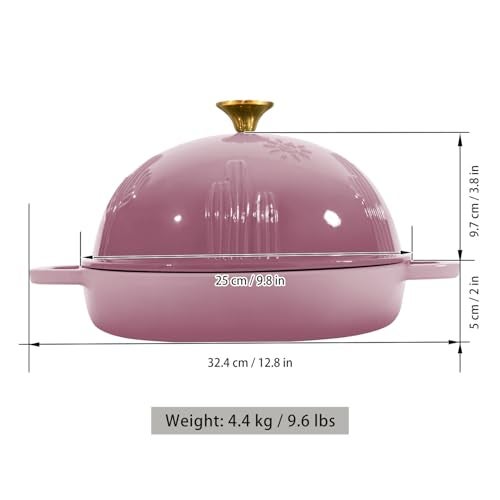 Flavehc Bread Oven Cast Iron Bread Dutch Oven with Cloche Lid for Bread Baking BerryPink Enameled Cast Iron Bread Oven with Dome Lid for Sourdough 5 qt - Image 5