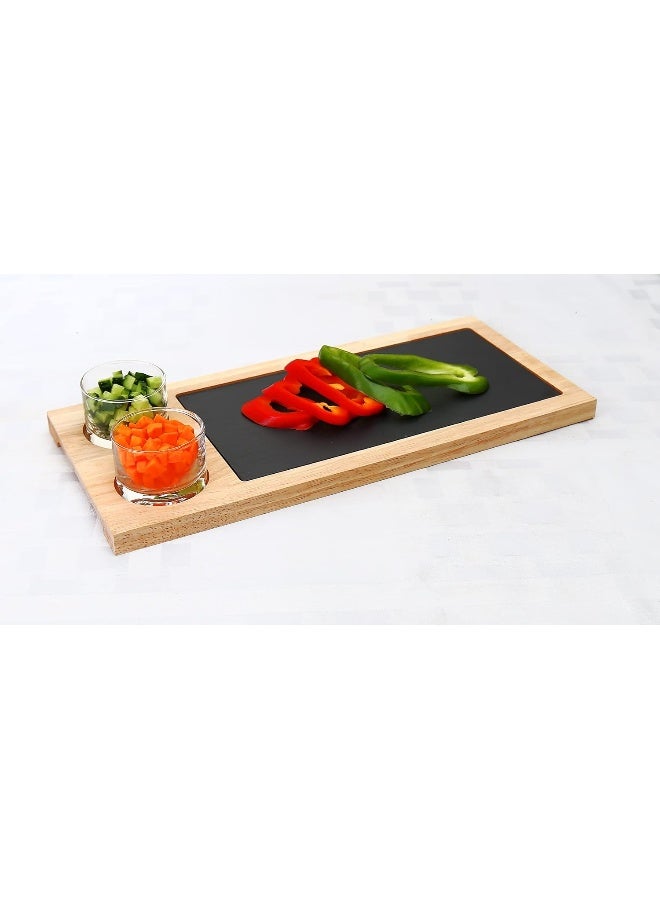 Cuisine Art Cuisine Art Slate Serving Set with Glass Bowls  - Image 2