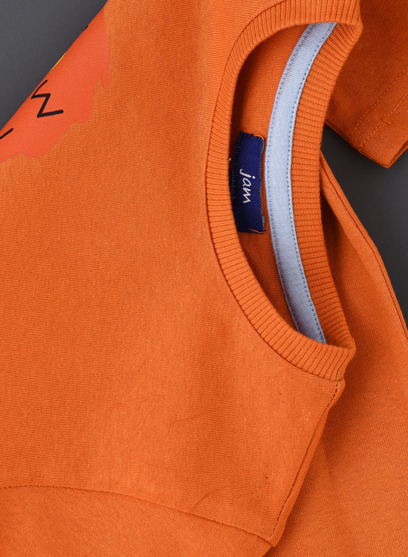 JAM Boys' Orange Lion Graphic Cotton T-Shirt  - Image 4