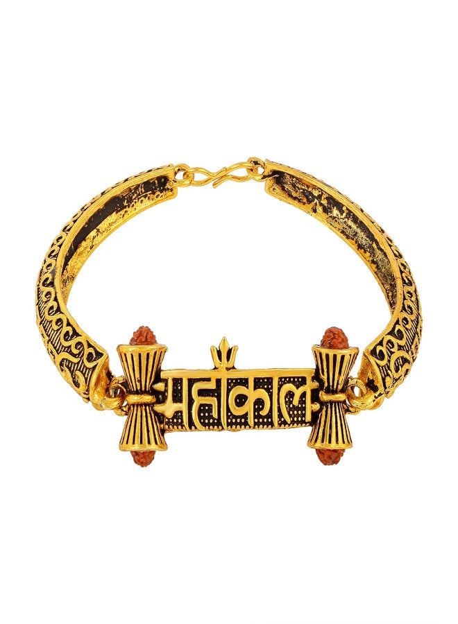 DULCI Gold Plated Brass Mahakal Hand Bracelet Kada Bangle Religious Jewellery For Men Women Boy or Girls - Image 1
