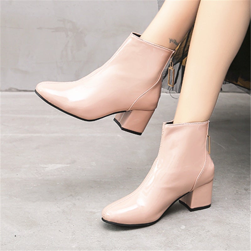 Short Boots Women'S Winter Single Boots High Heel Thick Heel Square Toe Women'S Boots - Image 3