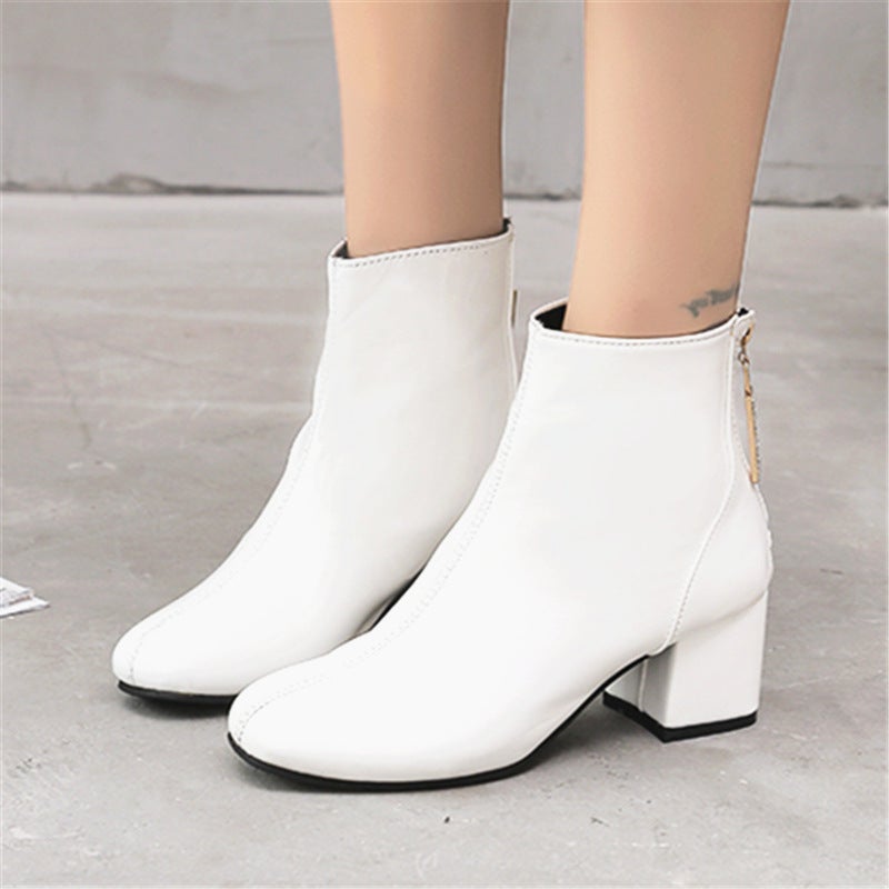 Short Boots Women'S Winter Single Boots High Heel Thick Heel Square Toe Women'S Boots - Image 2
