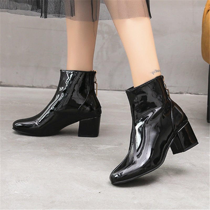 Short Boots Women'S Winter Single Boots High Heel Thick Heel Square Toe Women'S Boots - Image 4