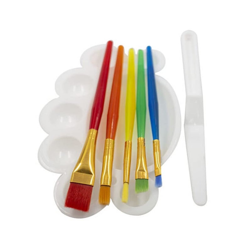 Kabeer Art 7 Pcs Painting Brush Set with 5 Pcs Nylon Bristles Brush,1 Palette for Watercolor and Acrylic Painting - Image 1