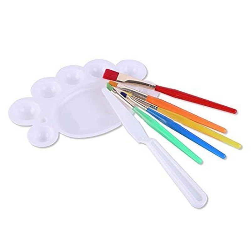 Kabeer Art 7 Pcs Painting Brush Set with 5 Pcs Nylon Bristles Brush,1 Palette for Watercolor and Acrylic Painting - Image 5