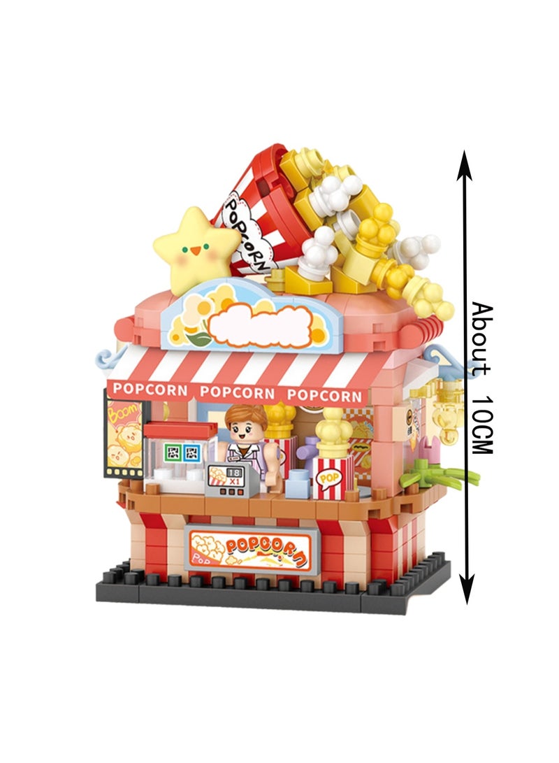 360pcs Popcorn Shop, Street Shop Assembly Model Ornaments Building Block Toys, Children'S Educational Assembly Gifts - Image 2