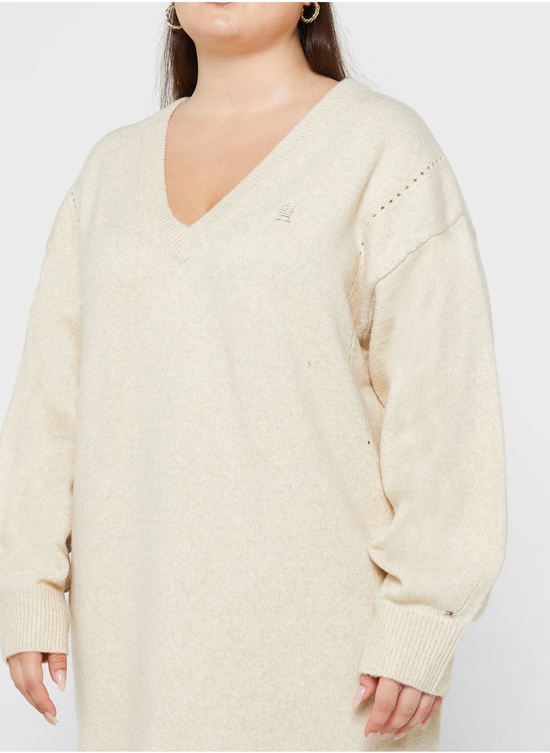 Tommy Hilfiger Plus - V-Neck Knitted Dress - Image 1