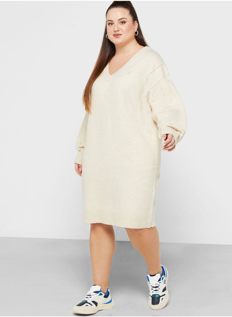Tommy Hilfiger Plus - V-Neck Knitted Dress - Image 1