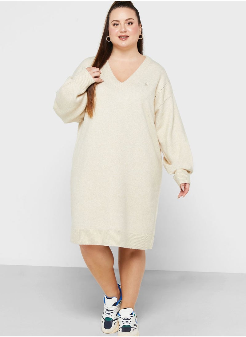 Tommy Hilfiger Plus - V-Neck Knitted Dress - Image 1