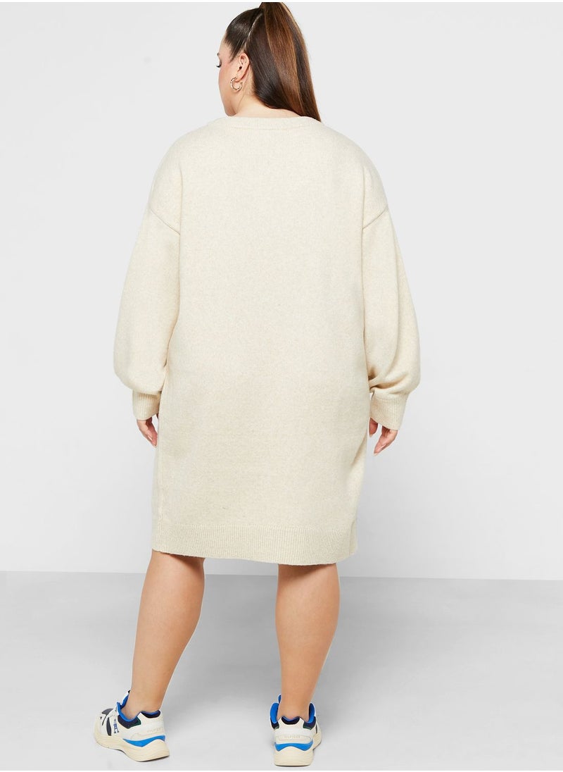 Tommy Hilfiger Plus - V-Neck Knitted Dress - Image 1