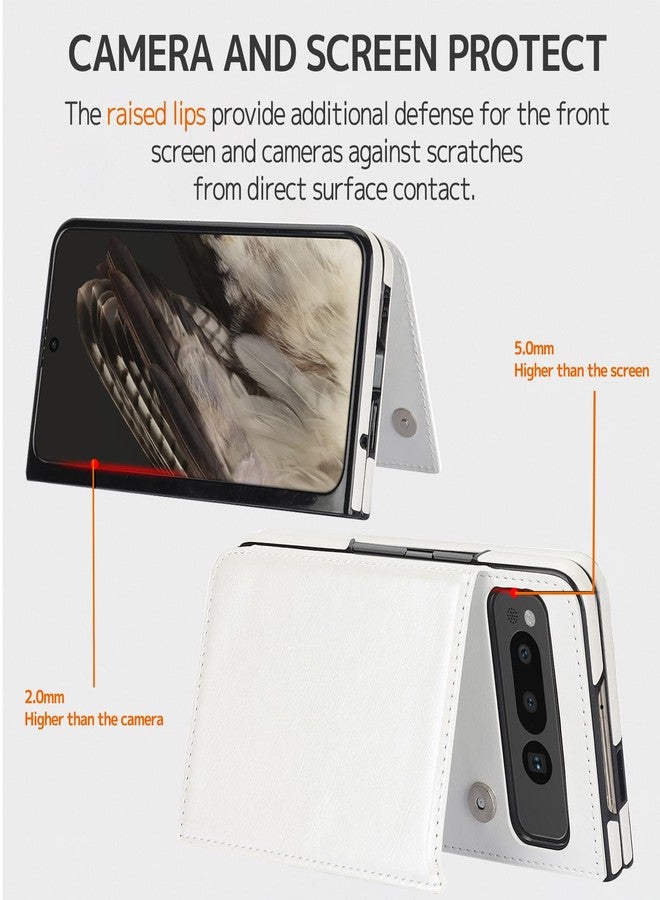 NINKI Compatible with Google Pixel Fold Wallet Case with Card Holder,Matte PU Leather Protective Shockproof Kickstand Anti-Scratches Wear-Resistant Cover Case with for Google Pixel Fold 2023 White - Image 4