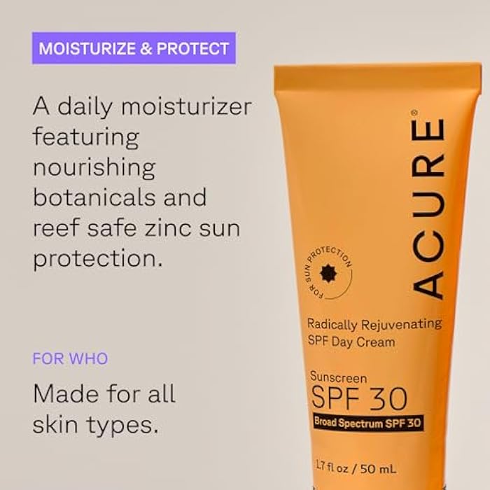 Acure Radically Rejuvenating SPF 30 Day Cream - Face Moisturizer with SPF 30 & Vitamin C, Anti Aging Sunscreen, Hydrating Face Cream, Daily Facial Care for Women & Men with Turmeric, Vegan - 1.7 fl oz - Image 3