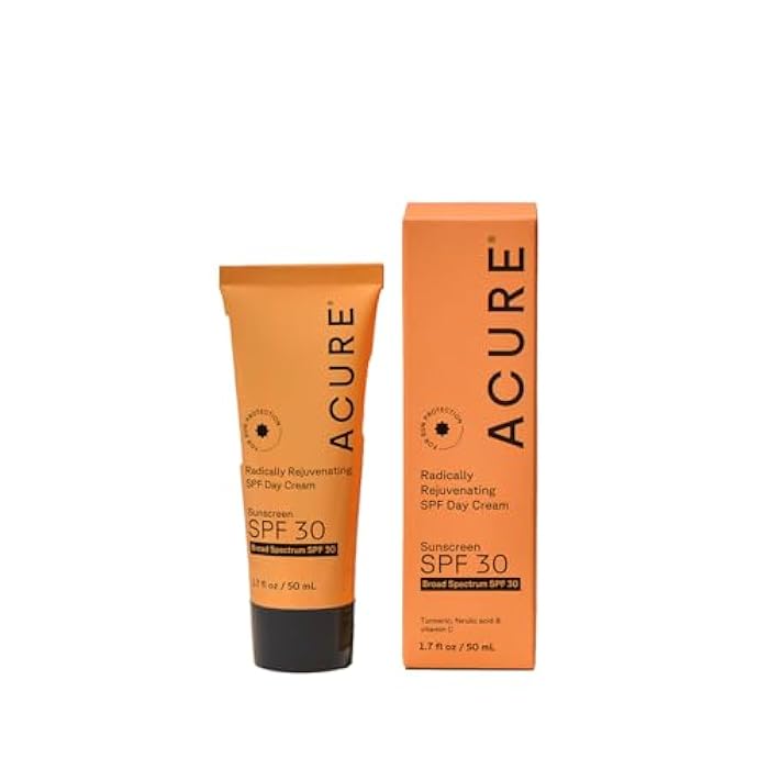 Acure Radically Rejuvenating SPF 30 Day Cream - Face Moisturizer with SPF 30 & Vitamin C, Anti Aging Sunscreen, Hydrating Face Cream, Daily Facial Care for Women & Men with Turmeric, Vegan - 1.7 fl oz - Image 1