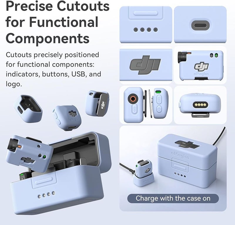 DJI Mic Mini Microphone Silicone Protective Case Purple Full Component Coverage Satin Finish - Image 5