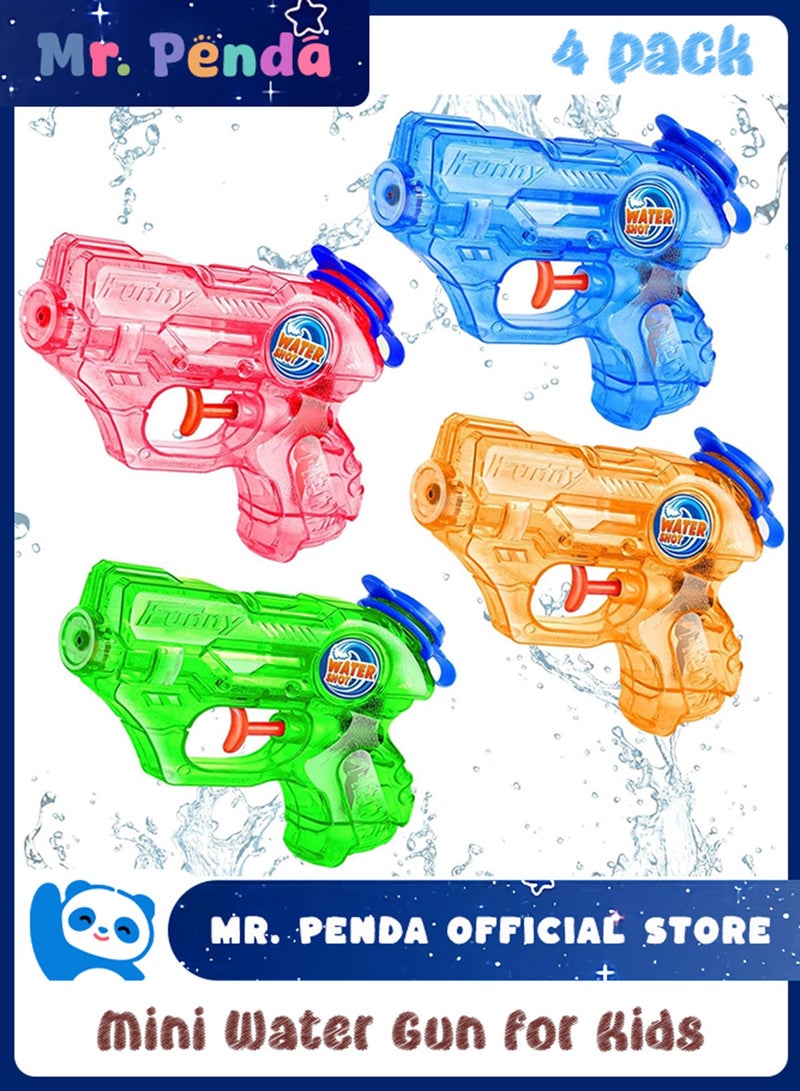 Mr. Penda 4 Pack Mini Water Gun for Kids Toddler, Holi Pichkari for Kids Swimming Pool Accessories Water Games Water Pool Toys 5-7M Long Range Super Water Soaker Squirts Blasters Gun (Multicolour) - Image 1