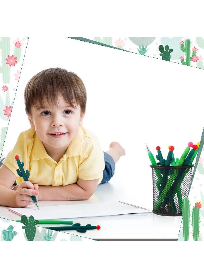 Tinlade 74 Pcs Back To School Cactus Party Favors Including 12 Pcs Cactus Shaped Ballpoint Pens 0.5 Mm Black Gel Ink Pens 50 Pcs Waterproof Vinyl Cactus Stickers 12 Pcs Cactus Succulent Notes For Kid Student - Image 5