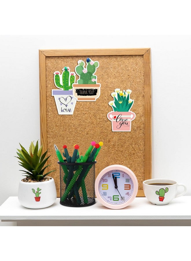 Tinlade 74 Pcs Back To School Cactus Party Favors Including 12 Pcs Cactus Shaped Ballpoint Pens 0.5 Mm Black Gel Ink Pens 50 Pcs Waterproof Vinyl Cactus Stickers 12 Pcs Cactus Succulent Notes For Kid Student - Image 4