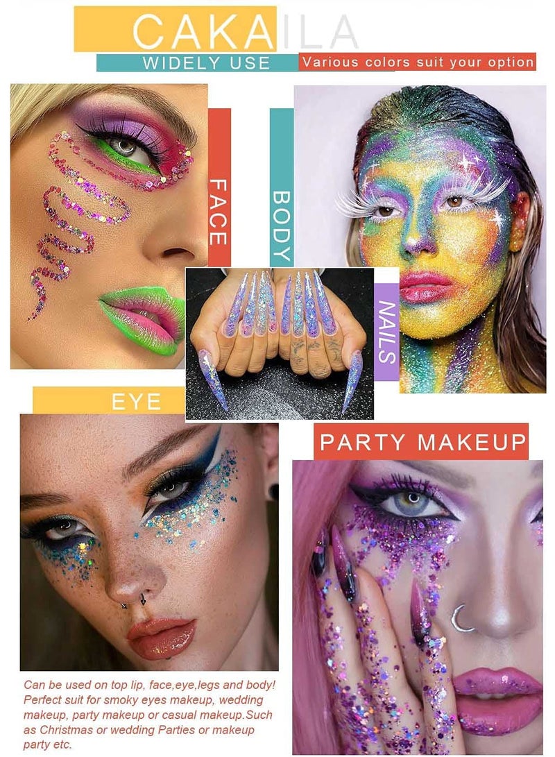 Glitter Eyeshadow, 40 Colors Sparkle Palette Glue Pallete Eyeshadow Face Paint Glitter, White Silver Colorful Sparkly Eye Makeup Pallet Palettes Gel for Women - Image 5