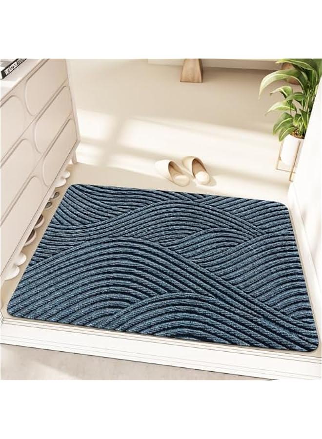 Front Door Mat Indoor Outdoor Entrance, Rubber Backing Non Slip Door Mats, Waterproof All-Season Doormat, Heavy Duty Durable Welcome Mat for Front Back Doors, Laundry Rooms (Blue)