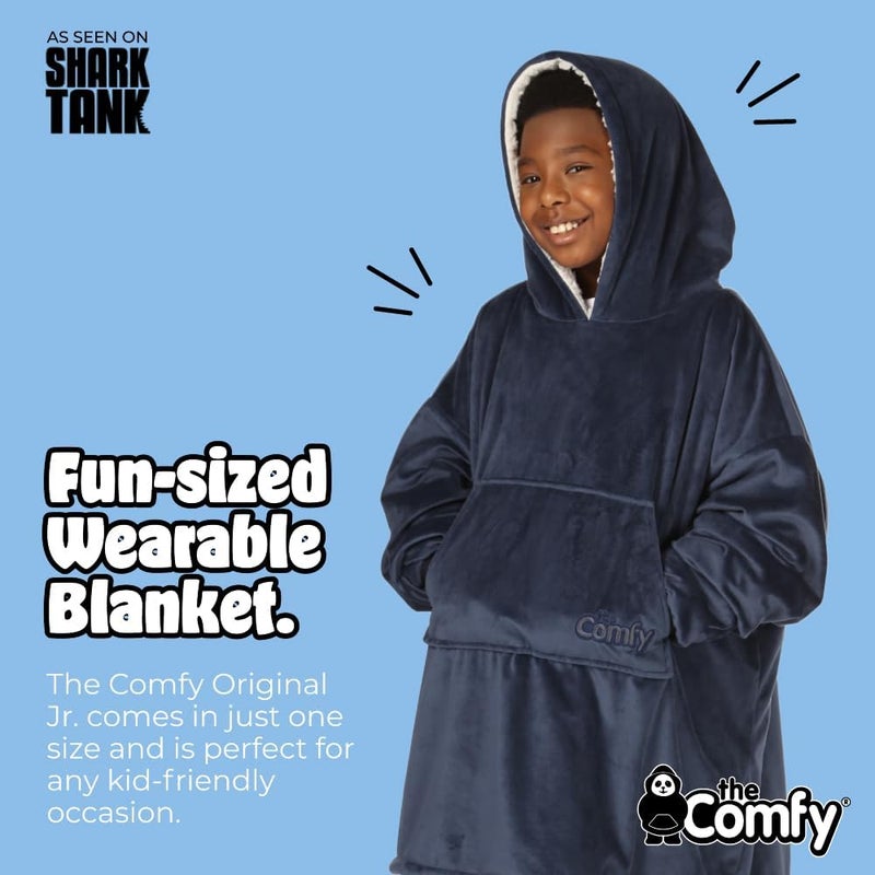 THECOMFY Original Jr for Kids | Oversized Sherpa Fleece Wearable Blanket with Hood & Pocket | Seen on Shark Tank - Image 3
