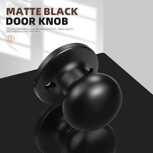 GOBEKOR 2 Pack Single Dummy Door Knobs Matte Black Interior Dummy Knobs for French Doors Round Door Knobs Stainless Steel Door Pull - Image 2