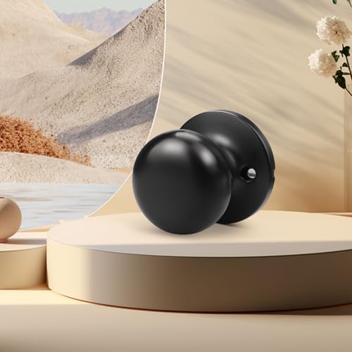GOBEKOR 2 Pack Single Dummy Door Knobs Matte Black Interior Dummy Knobs for French Doors Round Door Knobs Stainless Steel Door Pull - Image 5