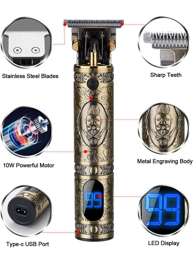 Daling مقص شعر للرجال قابل لإعادة الشحن مع شاشة LCD ومشذب لحية وماكينات حلاقة كهربائية مجموعة قص الشعر من ألياف الكربون للرجال قابلة لإعادة الشحن لاسلكيًا - Image 1