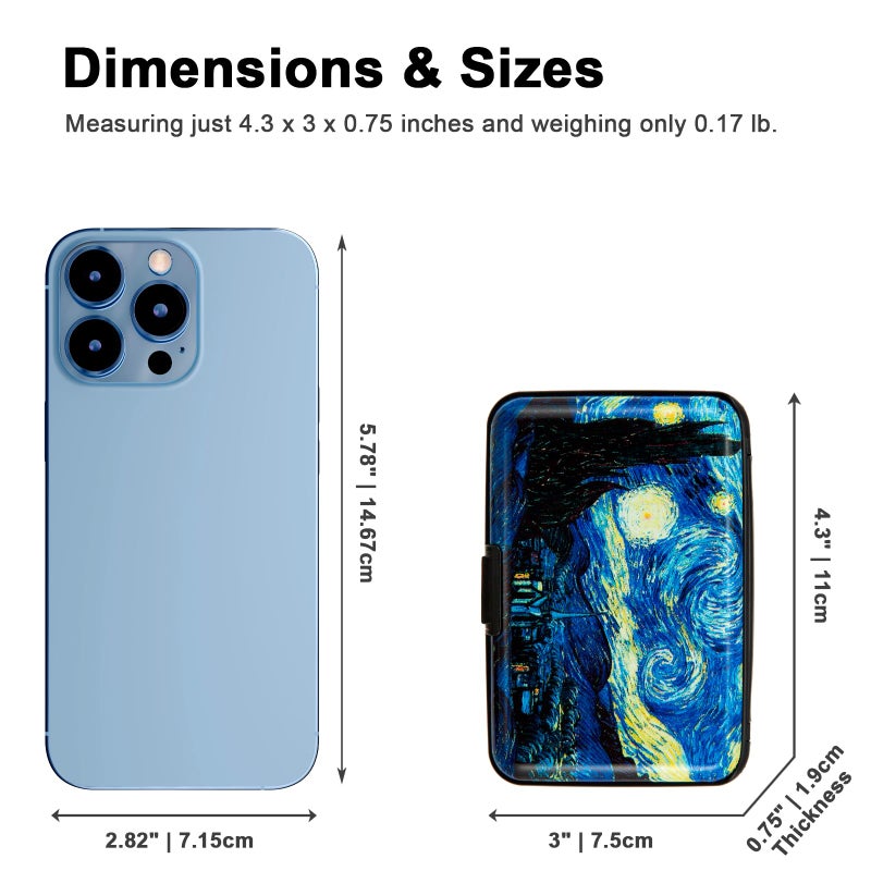 Kaabao Credit Card Holder for Women Men RFID Blocking Metal Wallet Slim Business Aluminum ID Hard Case (van Gogh The Starry Night) - Image 5