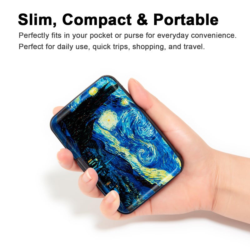 Kaabao Credit Card Holder for Women Men RFID Blocking Metal Wallet Slim Business Aluminum ID Hard Case (van Gogh The Starry Night) - Image 3