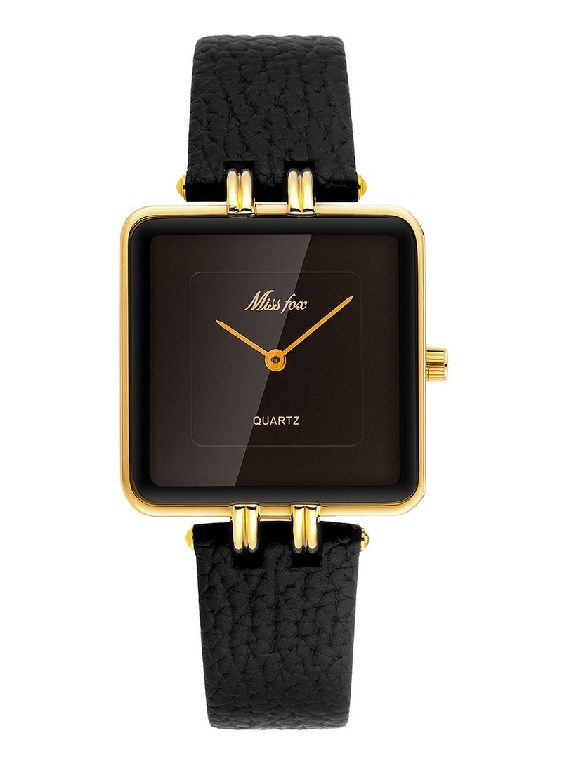MISS FOX Women's Simple Square Dial Watch Fashion Leather Belt Ladies Quartz Watch - Image 1