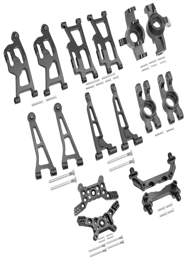 FACCNOY Mjx 14210 14209 H14BM Metal Steering Cup Upper Lower Swing Arm Set Shock Tower Bracket Body Post RC Car Upgrade Spare Part (Black) - Image 1