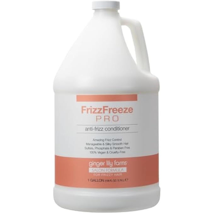 ginger lily farms SALON FORMULA FRIZZFREEZE PRO ANTI-FRIZZ CONDITIONER FOR FRIZZY HAIR, 100% VEGAN & CRUELTY-FREE, 1 GALLON (128 FL OZ) REFILL - Image 1