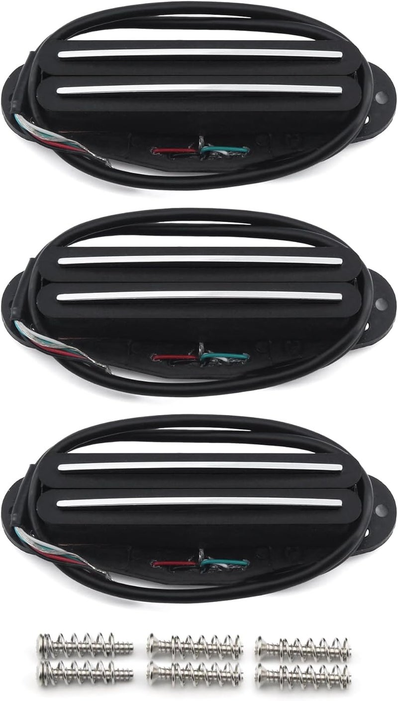 FLEOR 3pcs Hot Dual Rail Humbucker Set Ceramic N+M+B Single-Coil-Sized Guitar Humbucker Pickup,Black - Image 1